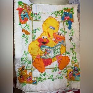 Sesame Street Fairy Tale Big Bird Baby Blanket Crib Comforter Quilt Vintage READ